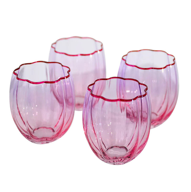 Home Lab Petal Stemless Glass Lilac Blush Set Of 4 image number 0